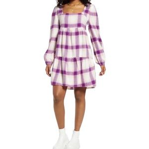 BP. Women's Plaid Long Sleeve Abby Minidress